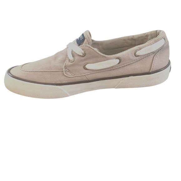 Sperry Top Sider Pier Boat Gray Nautical Canvas Shoes Size 6 Preppy Old Money - Picture 2 of 10